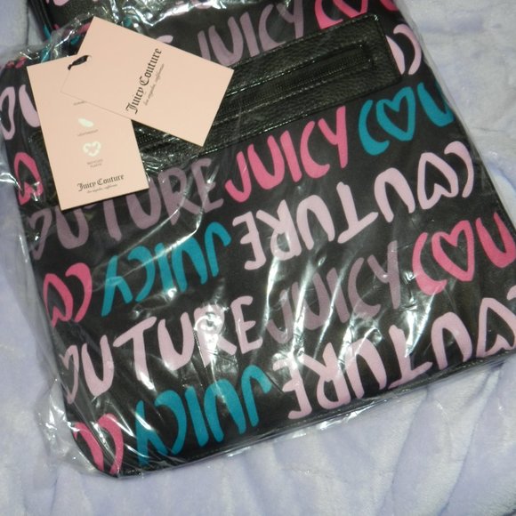 Juicy Coulture Love Letters 3 Peice Backpack, Pouch,Shoulder Bag Set Black NEW - Picture 12 of 15